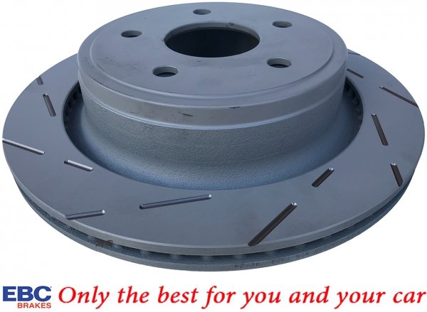 Tylne klocki EXTRA DUTY ED+ + nacinane tarcze hamulcowe EBC seria USR Dodge RAM 1500 2003-
