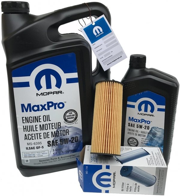 Olej MOPAR MaxPro 5W20 oraz oryginalny filtr Volkswagen Routan 3,6 V6 -2013