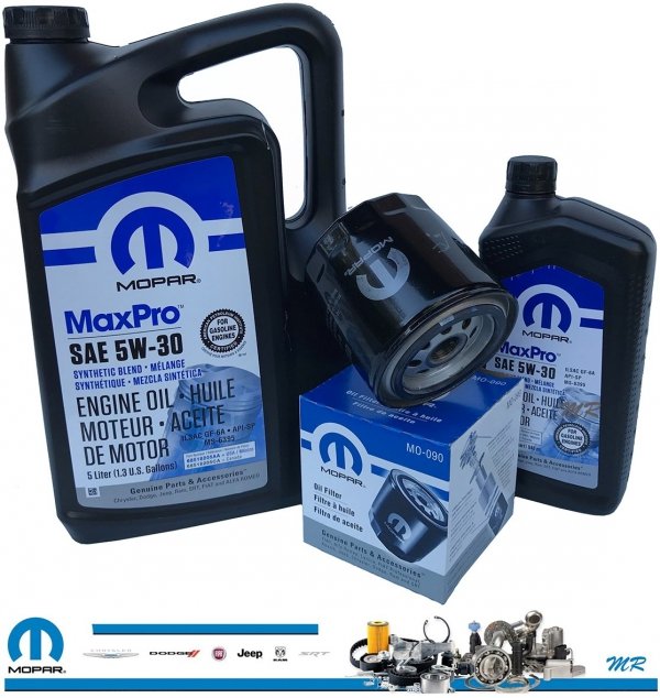 Oryginalny MOPAR filtr oraz mineralny olej MaxPro 5W30 Chrysler Aspen 4,7 V8 -2008