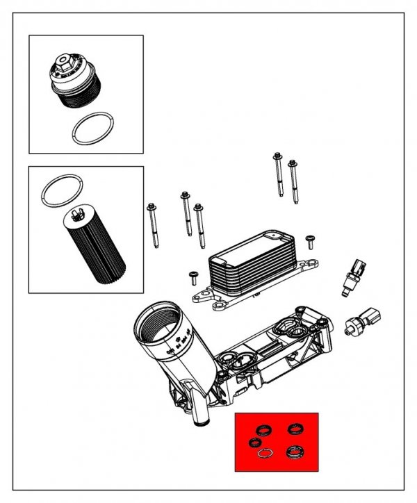 Uszczelki obudowy filtra oleju Jeep Grand Cherokee 3,6 V6 -2013