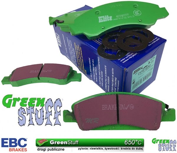 Przednie klocki GreenStuff + NAWIERCANE NACINANE tarcze hamulcowe 330mm EBC seria GD Chevrolet Express 1500 2009-2014