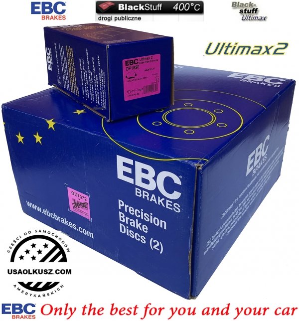 Przednie klocki Ultimax2 + NAWIERCANE NACINANE tarcze hamulcowe 330mm EBC seria GD GMC Yukon 2009-