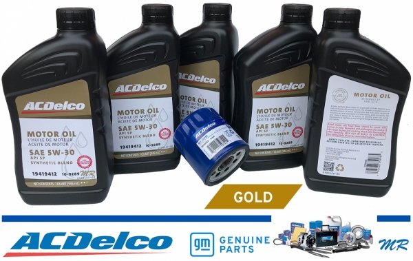 Filtr + olej silnikowy ACDelco Gold Synthetic Blend 5W30 API SP GF-6 GMC Canyon L4
