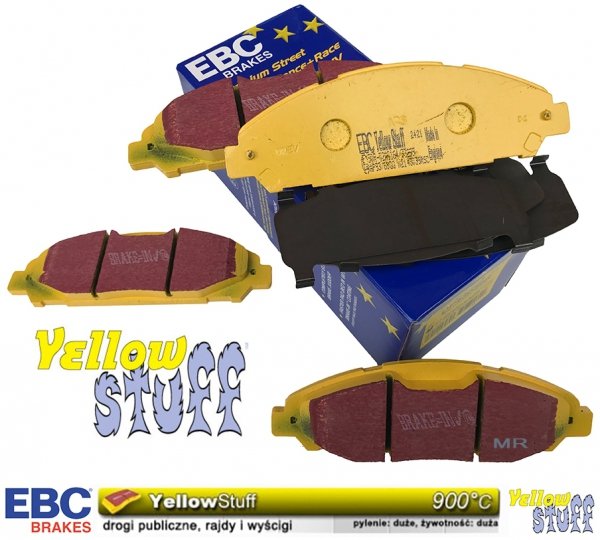 Przednie klocki YeloowStuff + NAWIERCANE NACINANE tarcze hamulcowe 320mm EBC seria GD Ford Mustang 2015-