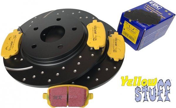 Tylne klocki YellowStuff + NAWIERCANE NACINANE tarcze hamulcowe 305mm EBC seria GD Lancia Voyager
