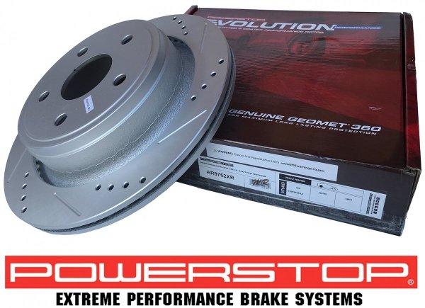 Tylne klocki Z36 + WIERCONE nacinane tarcze hamulcowe POWERSTOP EVOLUTION Chrysler Aspen