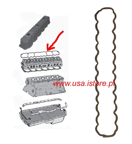 Uszczelka pokrywy zaworów Jeep 4,0 L6 1995 SILNIK 4,0