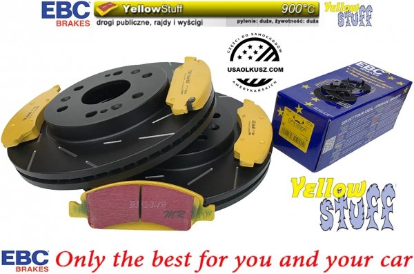 Przednie klocki YellowStuff + NACINANE tarcze hamulcowe 330mm EBC seria USR Chevrolet Avalanche 1500 2009-