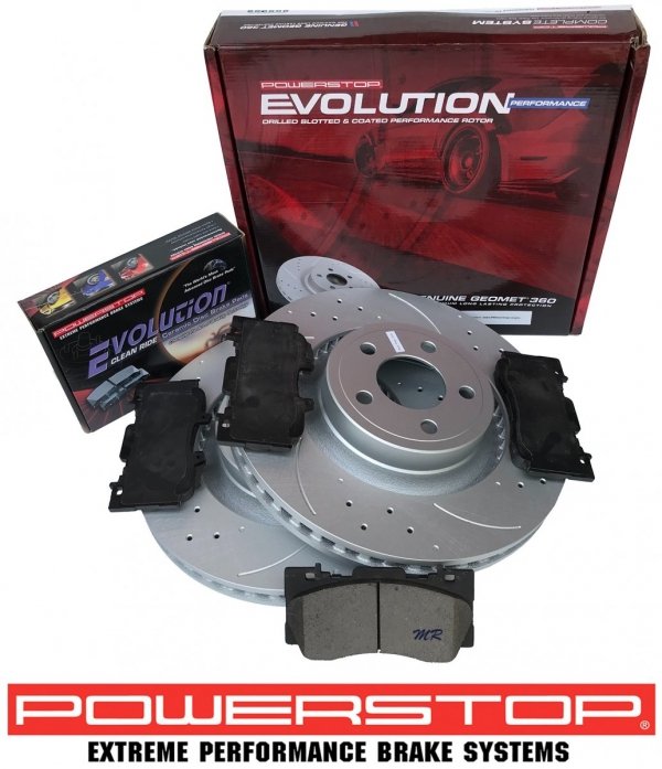 Przednie klocki Z16 + WIERCONE tarcze hamulcowe 352mm POWERSTOP EVOLUTION Ford Mustang 2015-