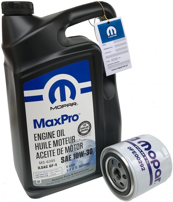 Oryginalny filtr oleju + olej MOPAR MaxPro 10W30 Dodge Stratus V6