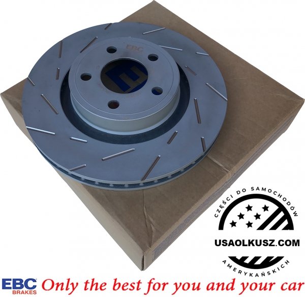 Przednie klocki YellowStuff + NACINANE tarcze hamulcowe 320mm EBC seria USR Ford Mustang 2015-