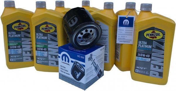 Olej Pennzoil 0W40 oraz oryginalny filtr MOPAR Chrysler 300 SRT 6,4 V8