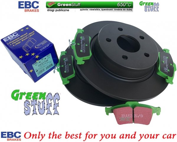 Tylne klocki GreenStuff + tarcze hamulcowe 280mm EBC seria Premium Ford Kuga 2013-2016
