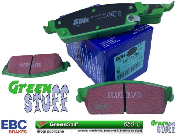 Tylne klocki GreenStuff + tarcze hamulcowe EBC seria PREMIUM GMC Sierra 1500 2007-2019