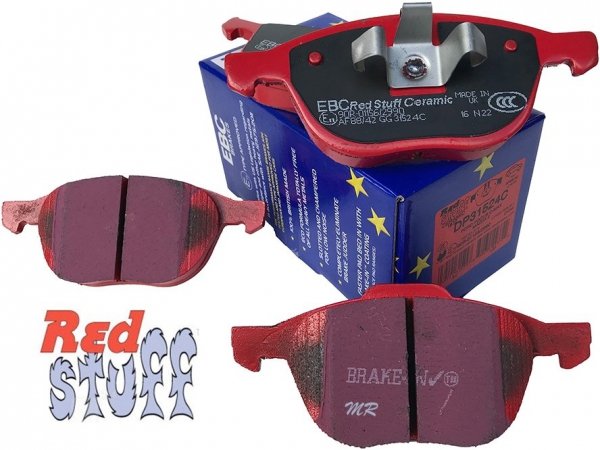 Przednie CERAMICZNE klocki RedStuff + NAWIERCANE NACINANE tarcze hamulcowe 300mm EBC seria GD Ford Escape FWD 2013-2019