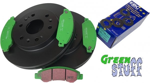 Przednie klocki GreenStuff + tarcze hamulcowe 330mm EBC seria PREMIUM Cadillac Escalade AWD 2007-2008