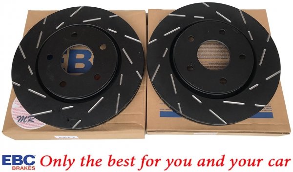 Przednie klocki Ultimax2 + NACINANE tarcze hamulcowe 302mm EBC seria USR Volkswagen Routan -2012