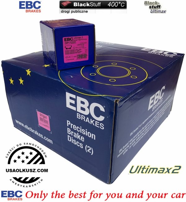 Tylne klocki Ultimax2 + NIE WENTYLOWANE tarcze hamulcowe EBC seria PREMIUM seria PREMIUM Dodge Charger RWD V6