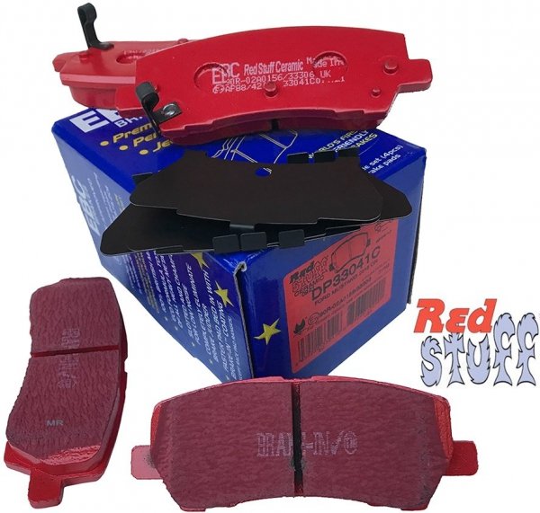 Tylne CERAMICZNE klocki RedStuff + NACINANE tarcze hamulcowe 320mm EBC seria GD Ford Mustang 2015-
