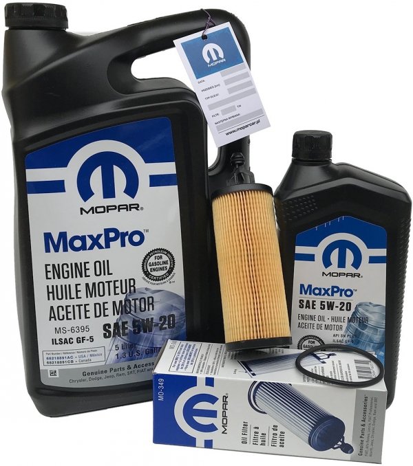 Olej MOPAR MaxPro 5W20 oraz oryginalny filtr Chrysler 200 3,6 V6 2014-