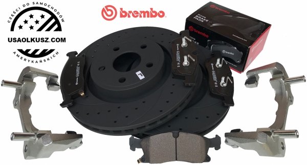 Przednie klocki BREMBO + WIERCONE tarcze hamulcowe HD Jeep Grand Cherokee 3,6 V6 2011-