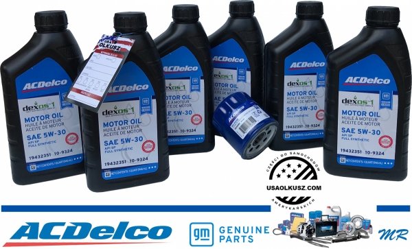 Filtr + olej silnikowy 5W30 Dexos1 Gen3 Full Synthetic API SP ACDelco Cadillac CTS V8 2004-2006