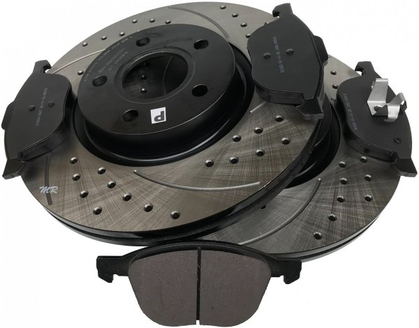 Przednie klocki + WIERCONE NACINANE tarcze hamulcowe ATM 300mm Ford Escape 2013-