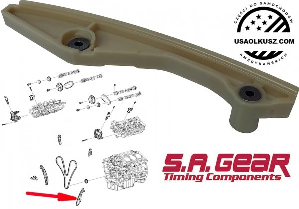 Prowadnica lewa dolna głównego  łańcucha rozrządu silnika Ford Explorer V6 Ti-VCT Naturally Aspirated 2011-