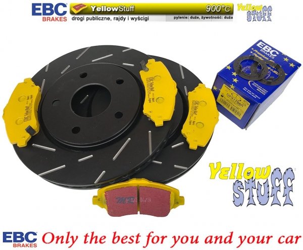 Przednie klocki YellowStuff + NACINANE tarcze hamulcowe 302mm EBC seria USR Volkswagen Routan -2012