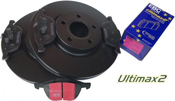Przednie klocki Ultimax2 + tarcze hamulcowe 300mm EBC seria Premium Ford Escape FWD 2013-2019