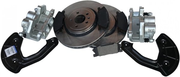 Przednie klocki + zaciski + tarcze hamulcowe zestaw konwersji do tarcz 370mm Dodge Challenger