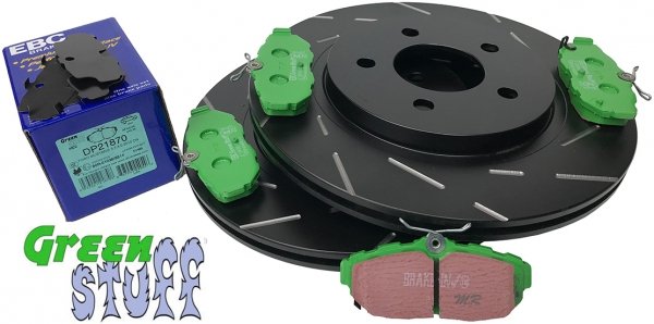 Tylne klocki GreenStuff + NACINANE tarcze hamulcowe EBC seria USR Ford Mustang 2005-2014