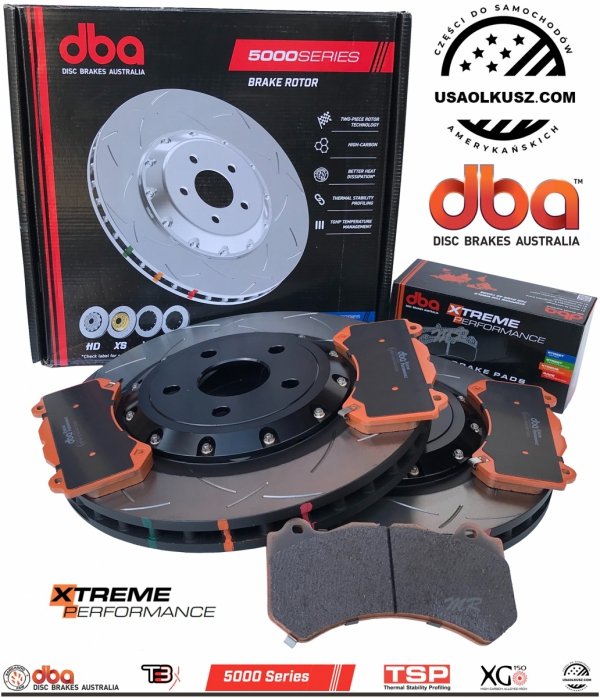 Przednie klocki XTREME + pływające dwuczęściowe tarcze hamulcowe 380mm DBA T3 seria 5000 Jeep Grand Cherokee SRT 6,4 V8 2012-