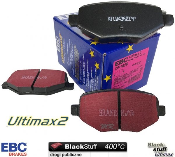 Tylne klocki Ultimax2 + tarcze hamulcowe 330mm EBC seria Premium Lincoln MKS 2009-2012