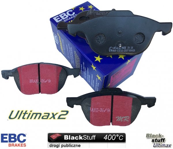 Przednie klocki Ultimax2 + NAWIERCANE NACINANE tarcze hamulcowe 300mm EBC seria GD Ford Kuga FWD 2013-2019