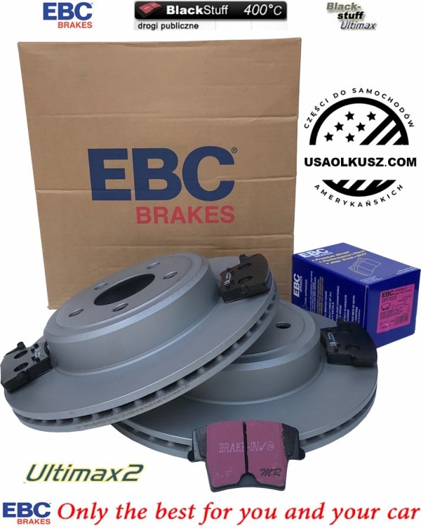 Tylne klocki Ultimax2 + WENTYLOWANE tarcze hamulcowe EBC seria PREMIUM Lancia Thema
