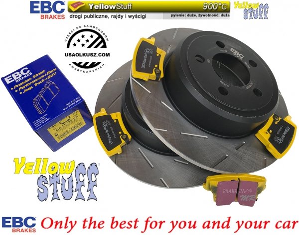 Tylne klocki YellowStuff + NACINANE NIE WENTYLOWANE tarcze hamulcowe EBC seria USR Chrysler 300C RWD V6