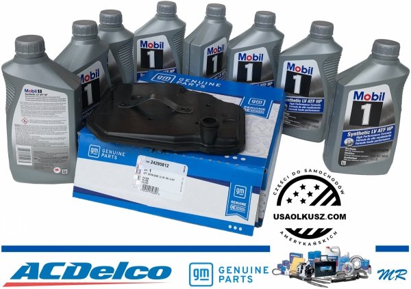 Oryginalny filtr GM + olej Mobil1 Synthetic LV ATF HP DEXTRON skrzyni biegów 8L45 8L90 Cadillac CTS 2016-2019