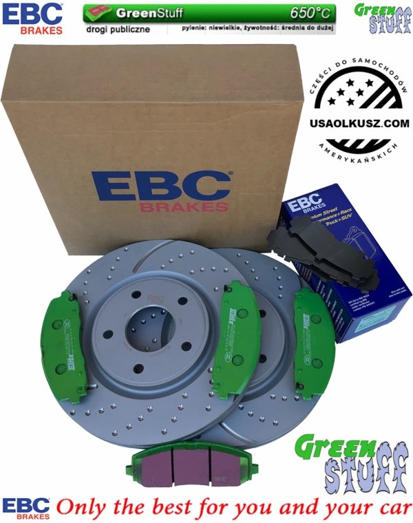 Przednie klocki GreenStuff + NAWIERCANE NACINANE tarcze hamulcowe 330mm EBC seria GD Fiat Freemont 2012-
