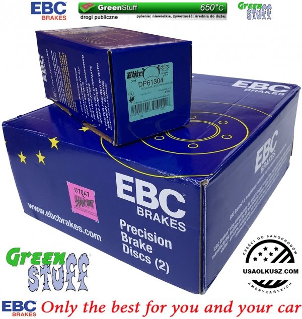 Przednie klocki GreenStuff + tarcze hamulcowe EBC seria PREMIUM GMC Safari 2003-