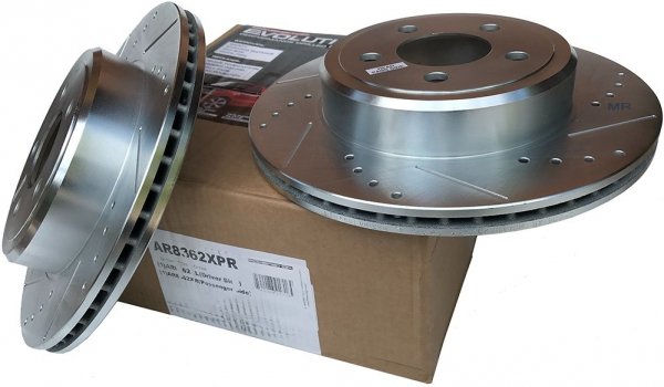 Tylne klocki + WIERCONE wentylowane tarcze hamulcowe POWERSTOP Chrysler 300C