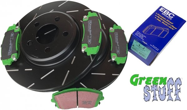 Przednie klocki GreenStuff + NACINANE tarcze hamulcowe 320mm EBC seria USR Dodge Charger RWD V6