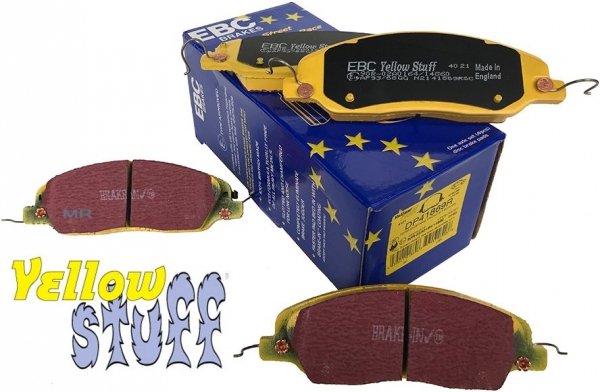 Przednie klocki YellowStuff + NAWIERCANE NACINANE tarcze hamulcowe 336mm EBC seria GD Ford Mustang 2011-2014
