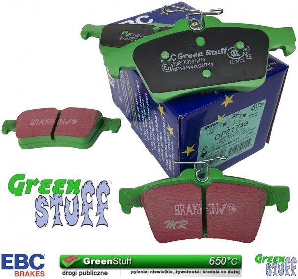 Tylne klocki GreenStuff + tarcze hamulcowe 280mm EBC seria Premium Ford Kuga 2013-2016