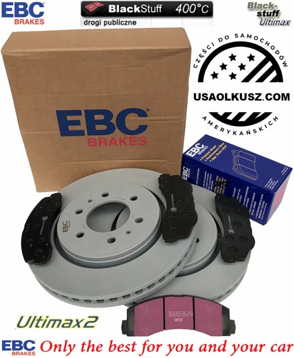 Przednie klocki Ultimax2 + tarcze hamulcowe EBC seria Premium Lincoln Navigator 2011-2021