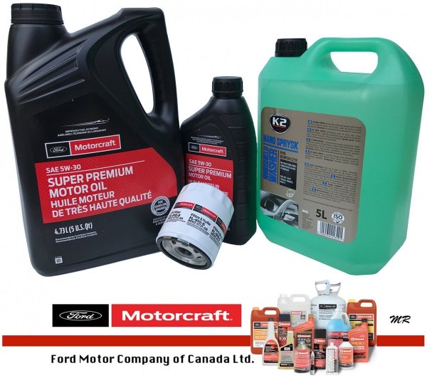 Oryginalny filtr oraz syntetyczny olej silnikowy Motorcraft 5W30 Ford Edge 2,0 EcoBoost