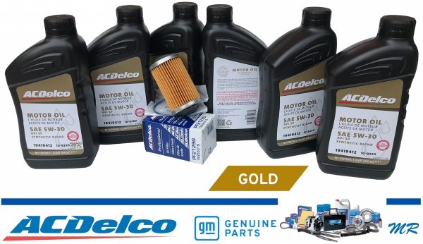 Filtr + olej silnikowy ACDelco Gold Synthetic Blend 5W30 API SP GF-6 Cadillac SRX V6