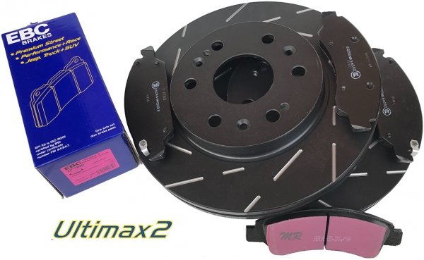 Przednie klocki Ultimax2 + NACINANE tarcze hamulcowe 330mm EBC seria USR Chevrolet Suburban 1500 2009-2020