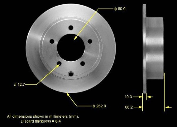 Tarcza hamulcowa tylna 262mm Chrysler 200 -2014