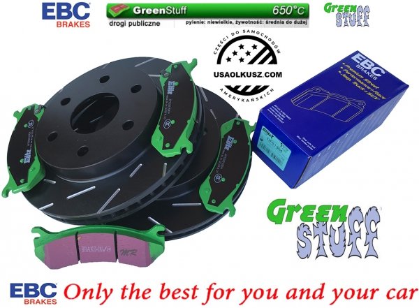 Przednie klocki GreenStuff + NACINANE tarcze hamulcowe EBC seria USR GMC Sierra 1500 -2007